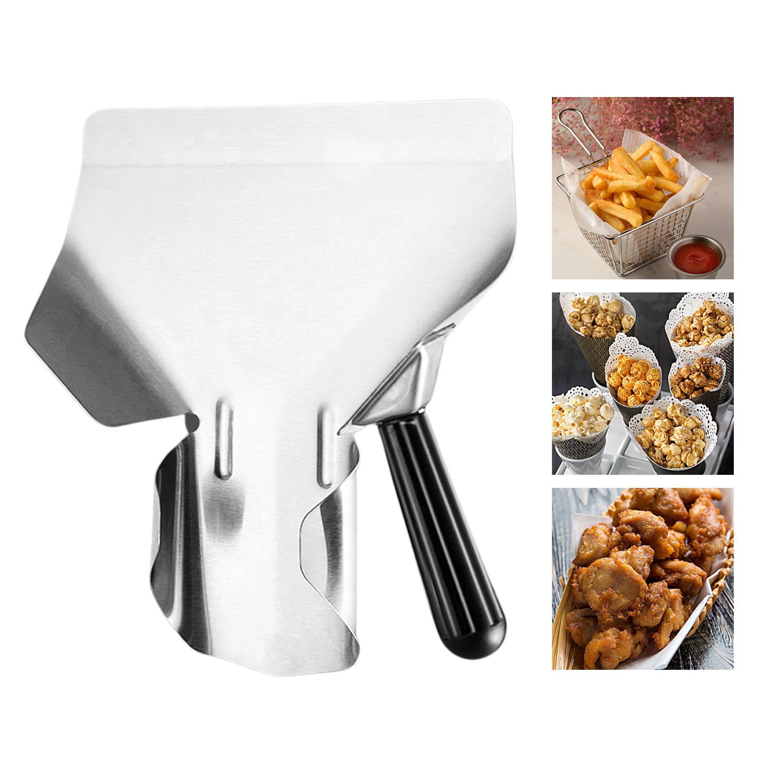 Chips Scoop Stainless Steel Multi-Functional Long-Lasting Serve Bagger Scooper for Kitchen Movie Theaters Candy Ice French Fries