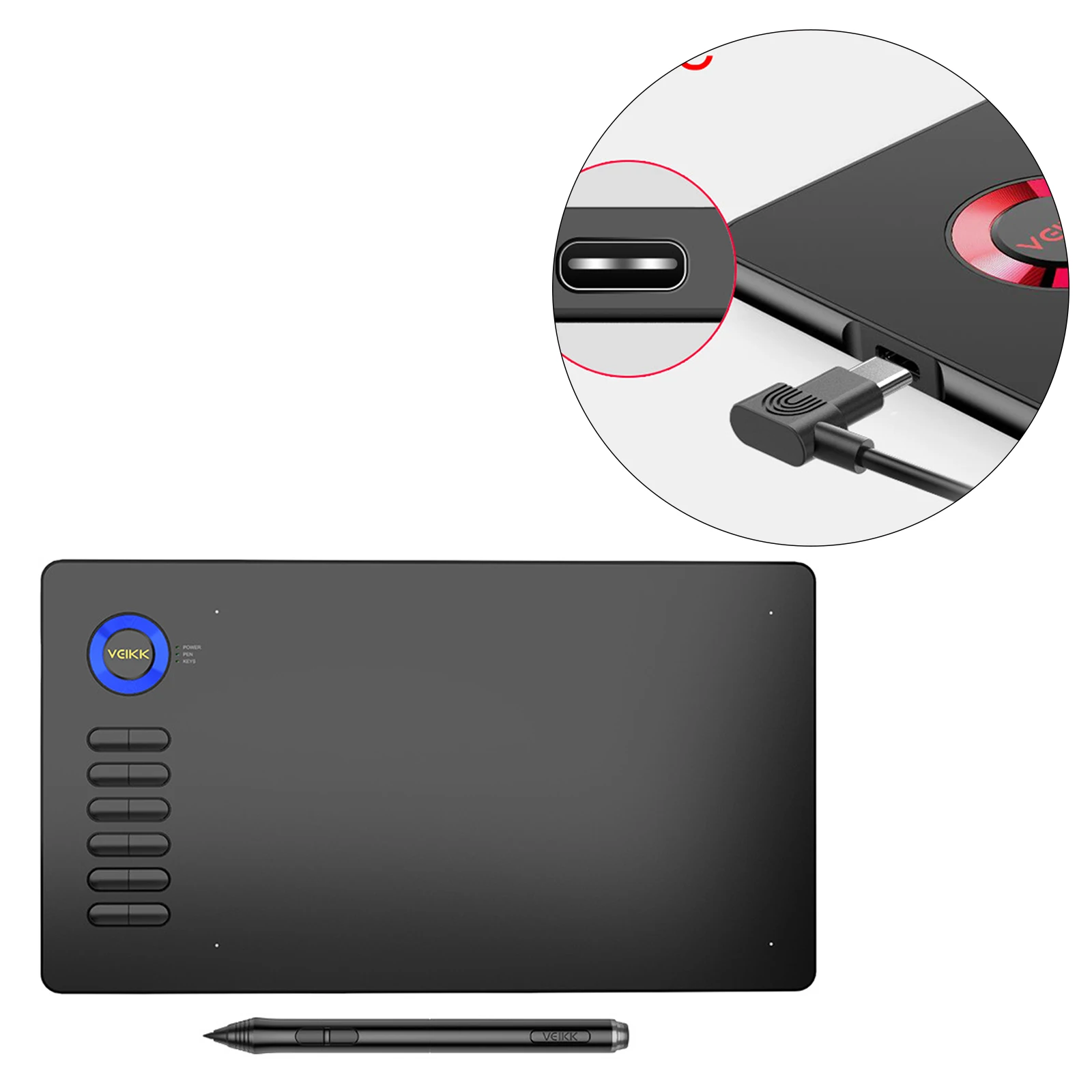 Professional Graphics Drawing Tablet 10 x 6 inch Digital Pen Tablet Tilt Function 12 Hotkeys 8192 Level Pressure Sensitivity