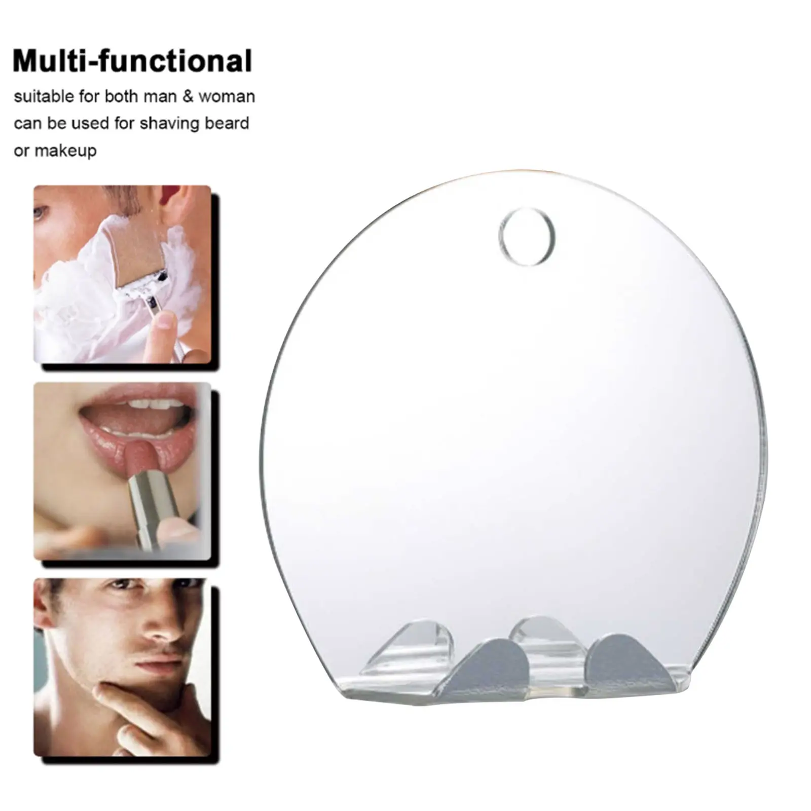 Portable Acrylic Anti Fog Mirror with Suction Cup Round No Fog Makeup Mirror