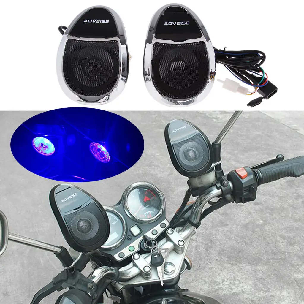 Motorcycle Bluetooth Audio System FM Radio Stereo Speaker MP3 Player Chrome