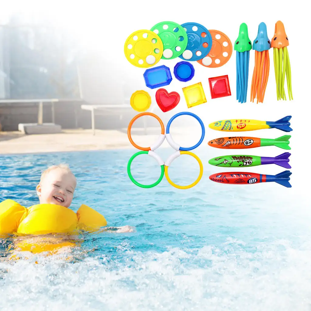 Water Diving Toys Pool Toys for Party Game Gifts Ages 3 4 5 6 7 Pool Fish Diving Gems Sinking Toys Set Grab Toy