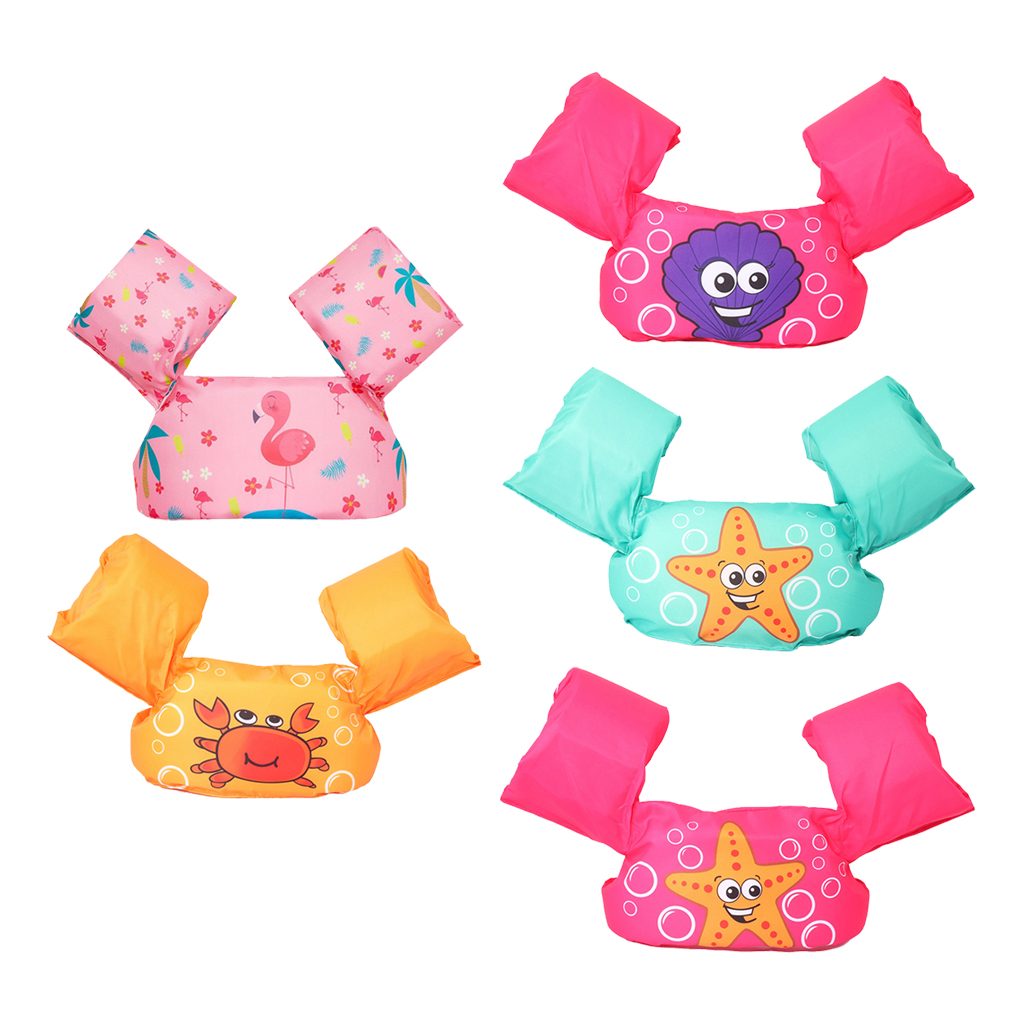Cartoon Kids Baby Swim Vest with Shoulder Harness Arm for Age 2-8
