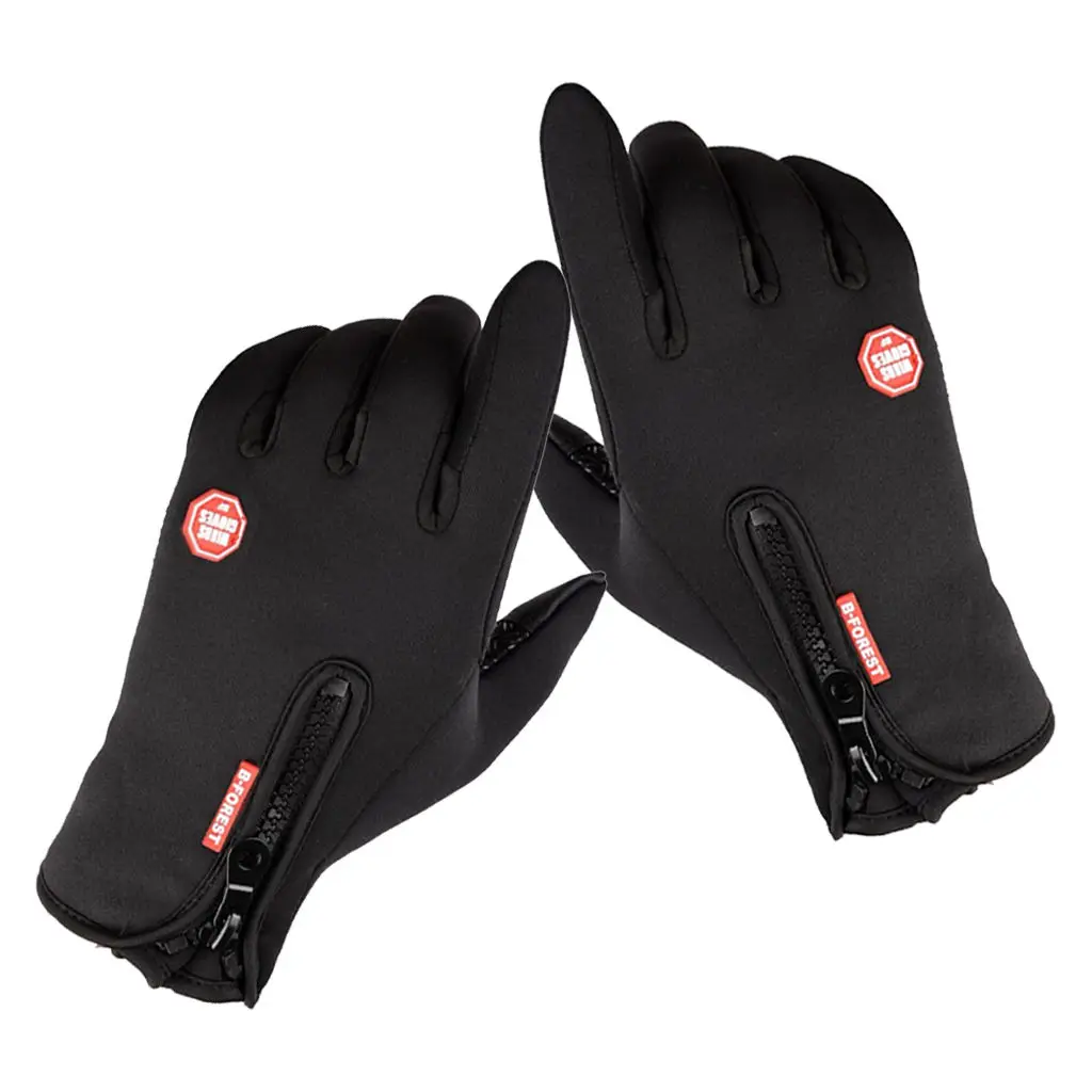 1 Pair Bike Gloves Thermal Fleece Motorbike Glove Touch Screen Mitten Black