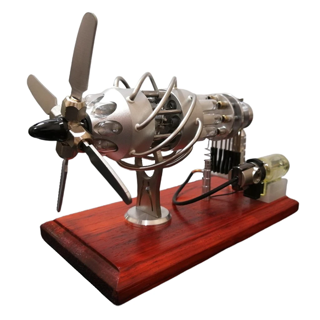 16 Cylinders Hot Air Stirling Engine Motor Model Physics Educational Toys Aircraft Engine Model Internal Combustion Engine