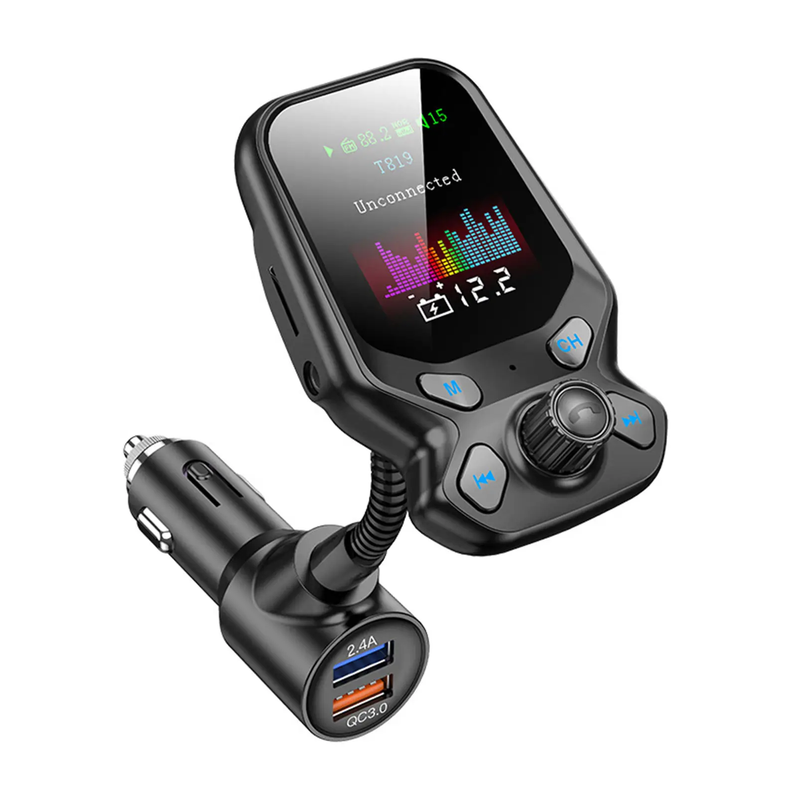 Car Bluetooth MP3 Player FM Transmitter QC3.0 Fast Charger Dual USB