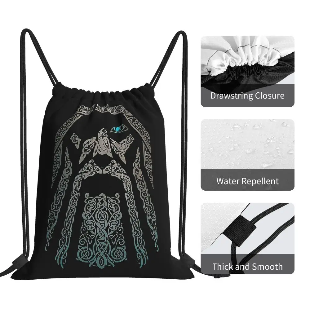 Vikings Fenrir Floki Celtic Dragon Design Drawstring Bags