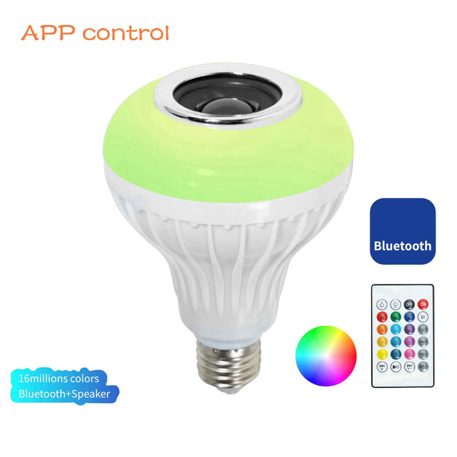 LED Wireless Light Bulb Speaker, RGB Smart Music Bulb, E27 Base Color Changing