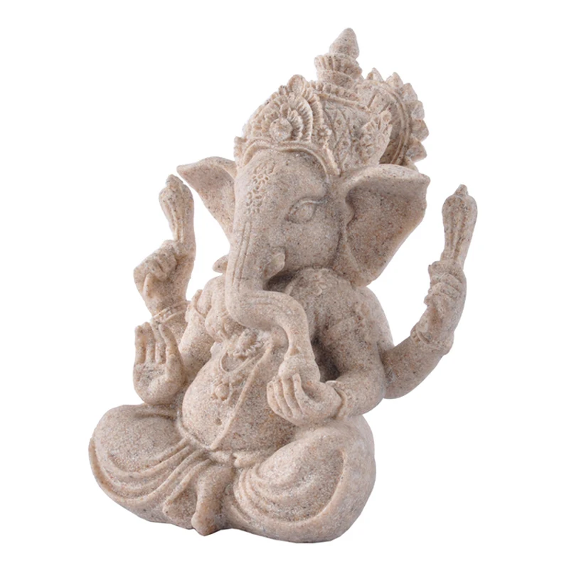 1pc Sandstone Ganesha Elephant Hand Carved Hand Carved Ornaments Figurine