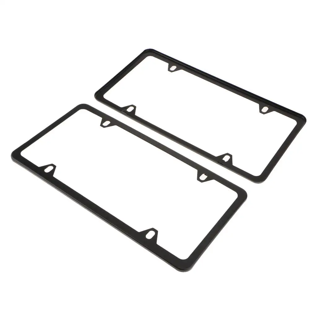 1 Pair 4-Hole License Plate Frame Stainless Steel Mirror with Screws