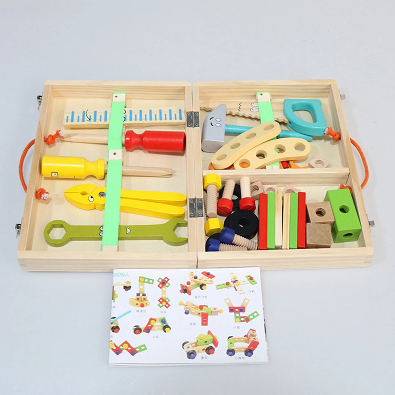 Kids Wooden Tool Set Kit Educational Toys Simulation Repair Game Puzzle Toys for Boys Gift Gift, Develop Hand-on Ability