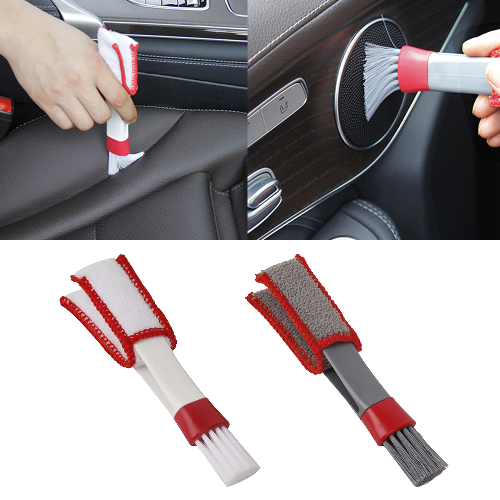 Car AC Vent Brush Windows Computer Blinds Dust Cleaner Double End Cleaning Brush