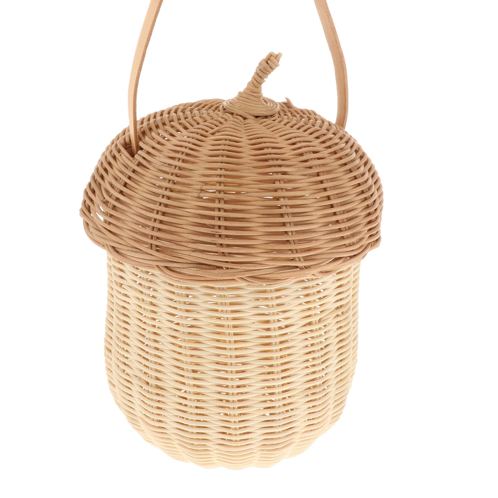 Straw Purse Handbag Women Pine Cones Rattan Bags Beach Travel Basket Tote