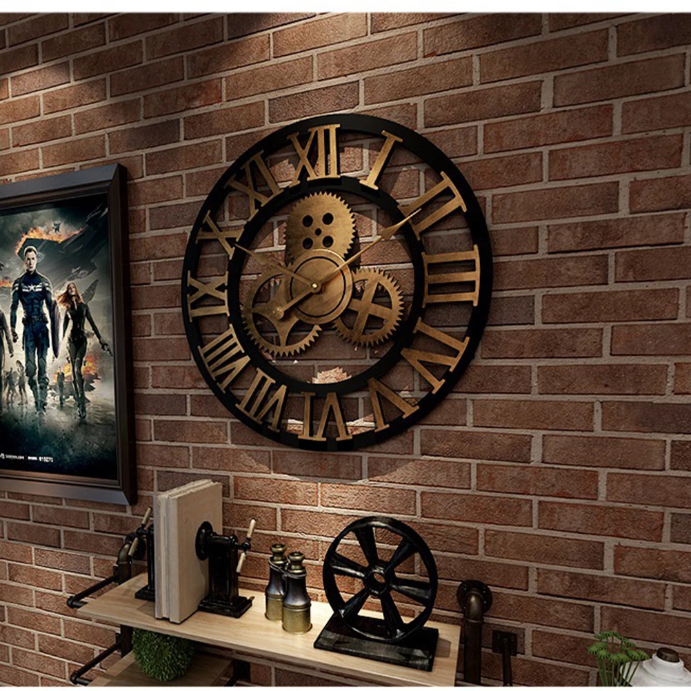 Промышленные настенные часы, декоративные настенные часы в стиле ретро, промышленный возрастной стиль, украшение для комнаты, Настенный декор (без батареи)