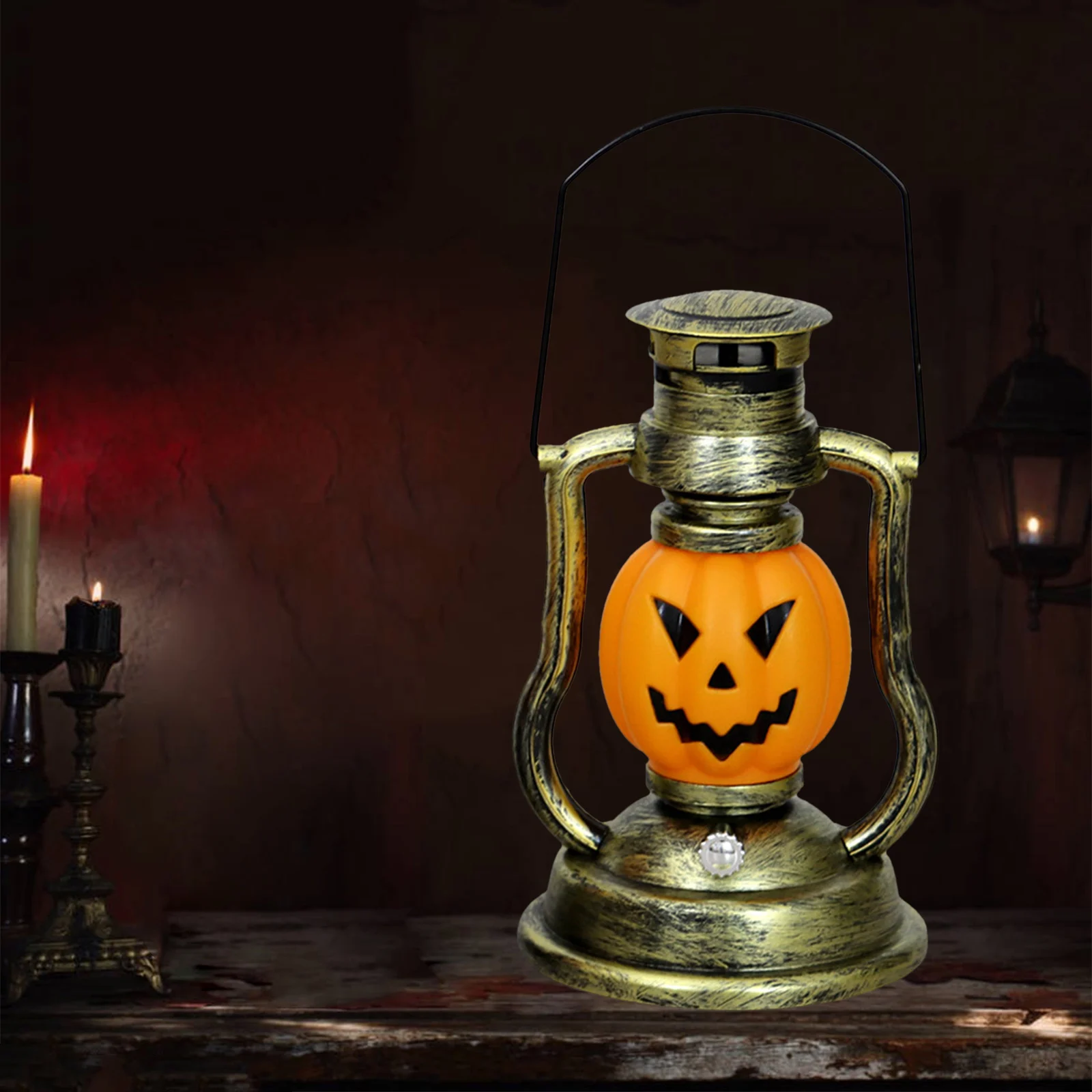 Battery/Solar LED Lantern Pumpkin Skull Decor Light Props for Fall Harvest Halloween Decorative Dining Room Decor Lighting
