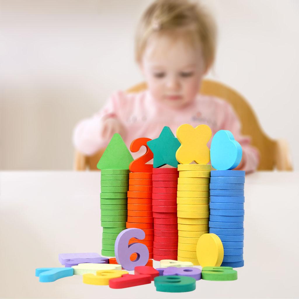 Wooden Toys Math Game Digital Arithmetic Teaching Aids Stacking Toy for Intelligence Development Computation Color Recogniton