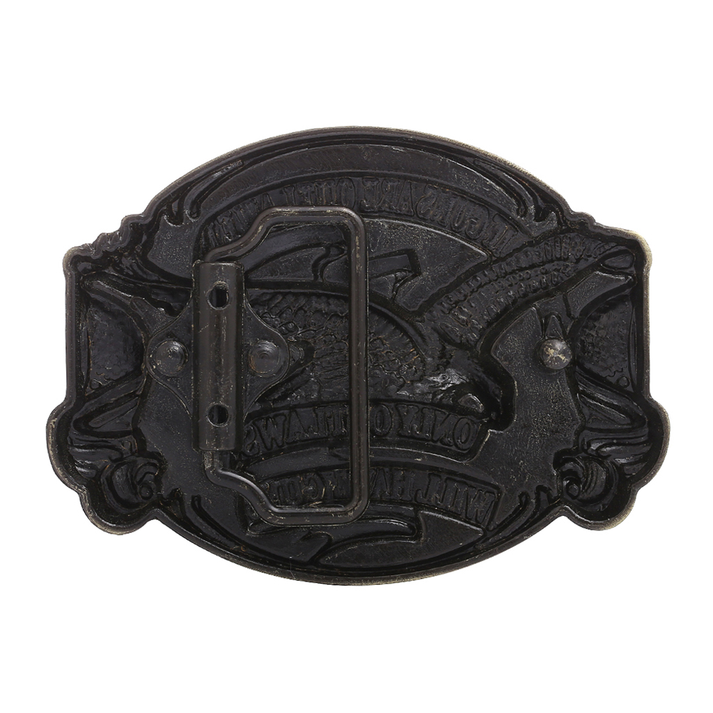 Antique Bronze Engraved Pattern Belt Buckle Vintage Western Cowboy Style