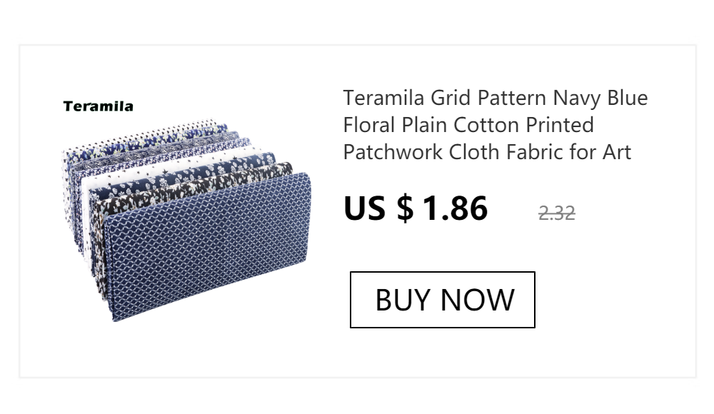 Teramila Grid Pattern Navy Blue Floral Plain Cotton Printed Patchwork Cloth Fabric for Art Sewing DIY Handmade Crafts Needlework