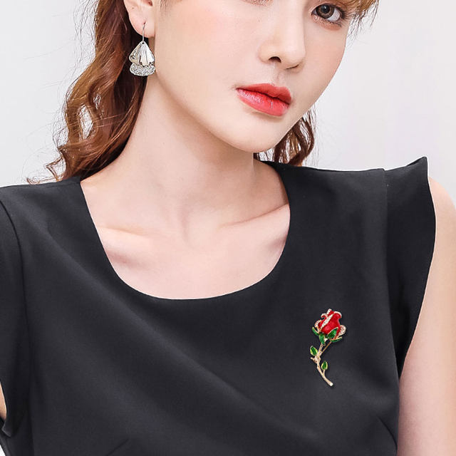 Broche Rose Noire En Métal - Bijou Fantaisie Pour Vêtement, Chapeau, Sac, Cadeau Saint-Valentin