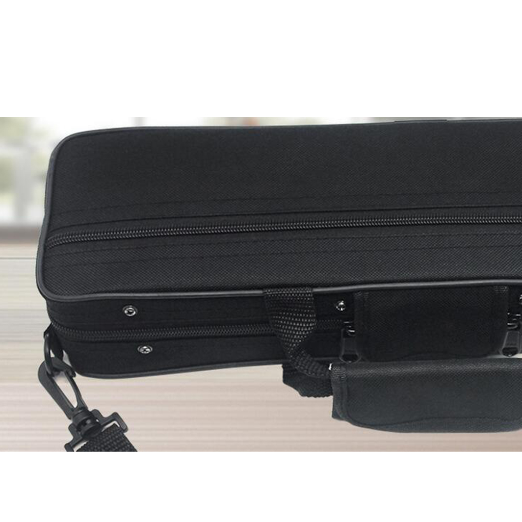 Portable Lightweight 16 Holes Flute Case Storage Bag Black Velvet Lining