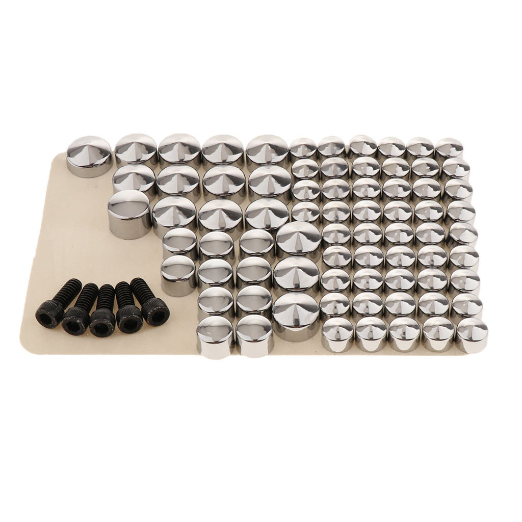80pcs Chrome ABS Bolt Toppers Caps Covers Plug for Harley FLT/FLH Motorcycle Repair, Corrosion Resistance