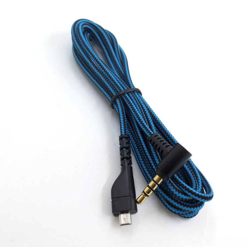 Geeignet für Arctis 3 5 7 Steels eries Ice Gaming Kopfhörer kabel blau und schwarz gestreifte Audio leitung – Detail 3