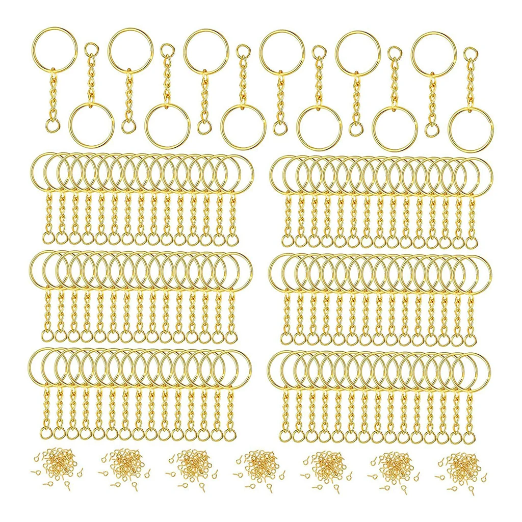 360pcs Alloy Split Keychain Ring Parts Key Ring with 25mm Chains and Open Jump Ring DIY Jewelry Making Supplies