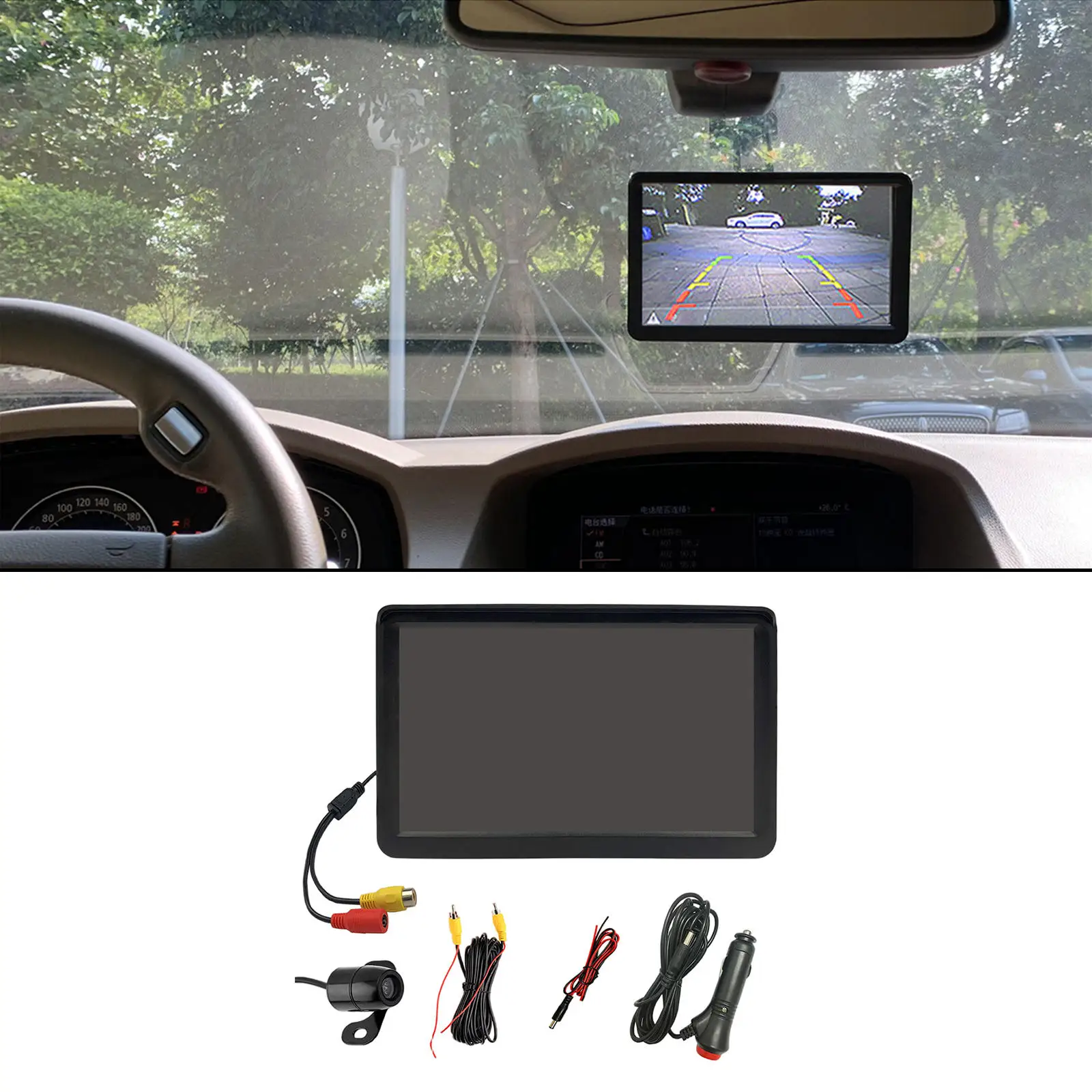 Rear View Car Monitor LCD 7 inch Color 170° Angle 12V HD Lens Reverse Camera Kit for Parking SUV Car Ntsc PaL TV System