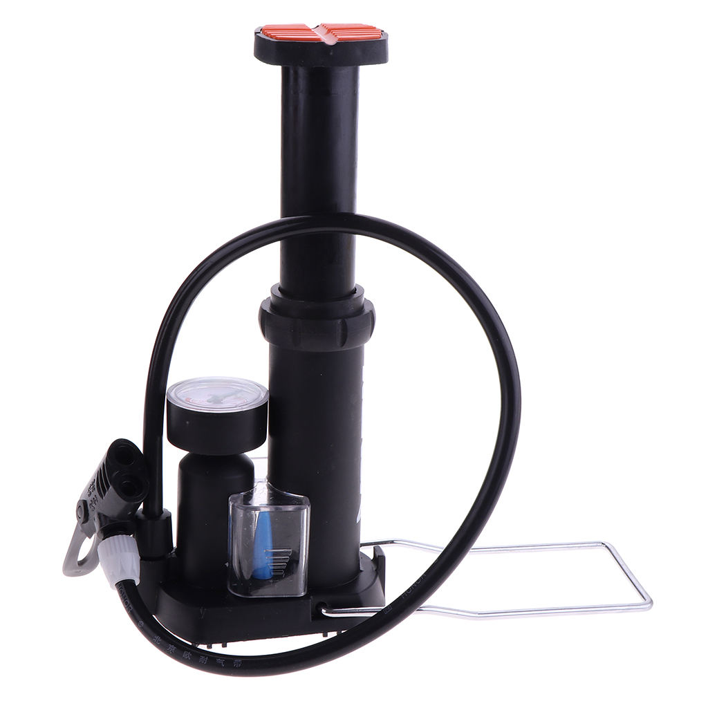 Portable Foot Activated Floor Pump Bike Foot Pump with Gauge, Suitable for Bike Tire, Motorcycle Tire and Inflatable Ball