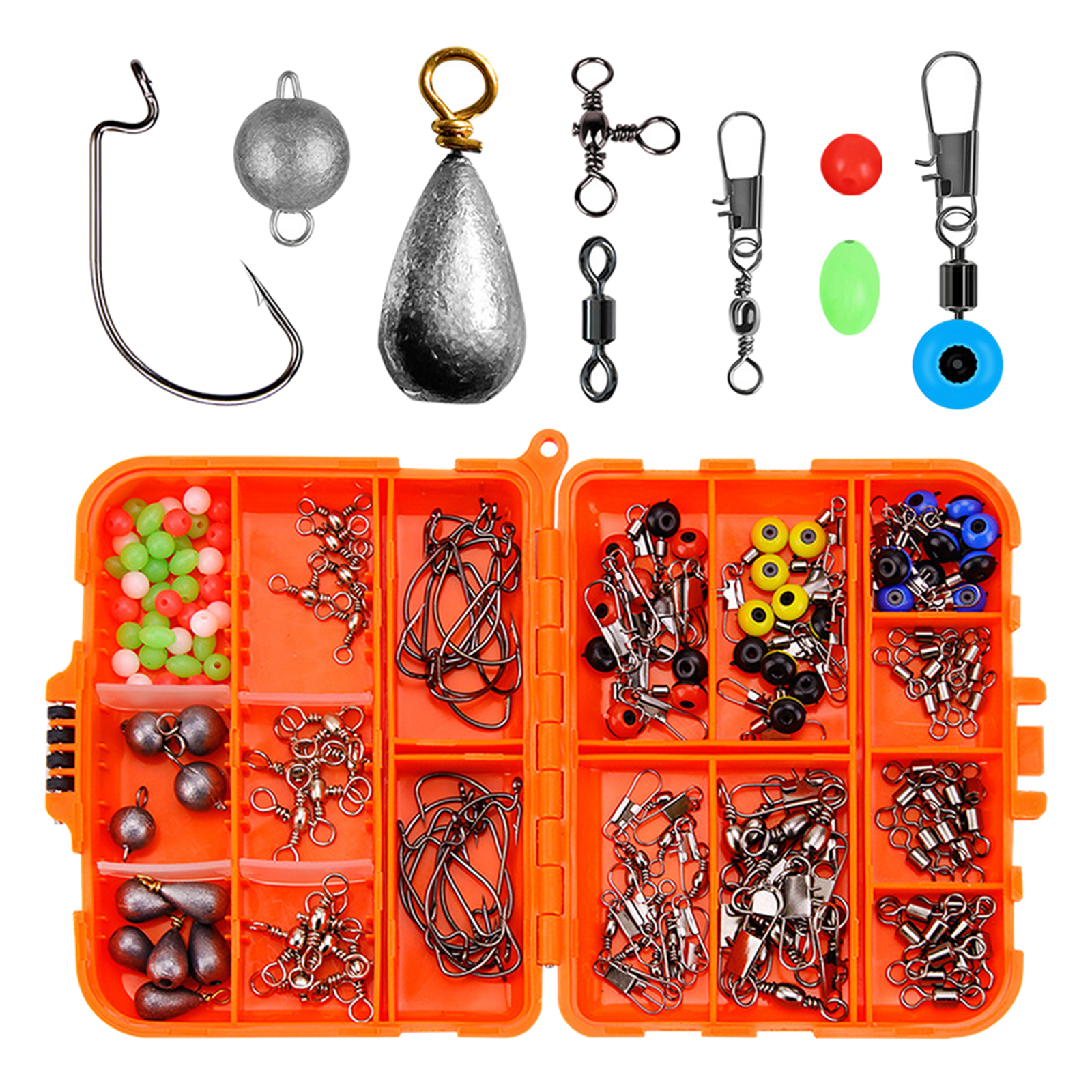 165x Carp Fishing Tackles Lead Sinker Stop Beads Barrel Triple Hooks Barrel