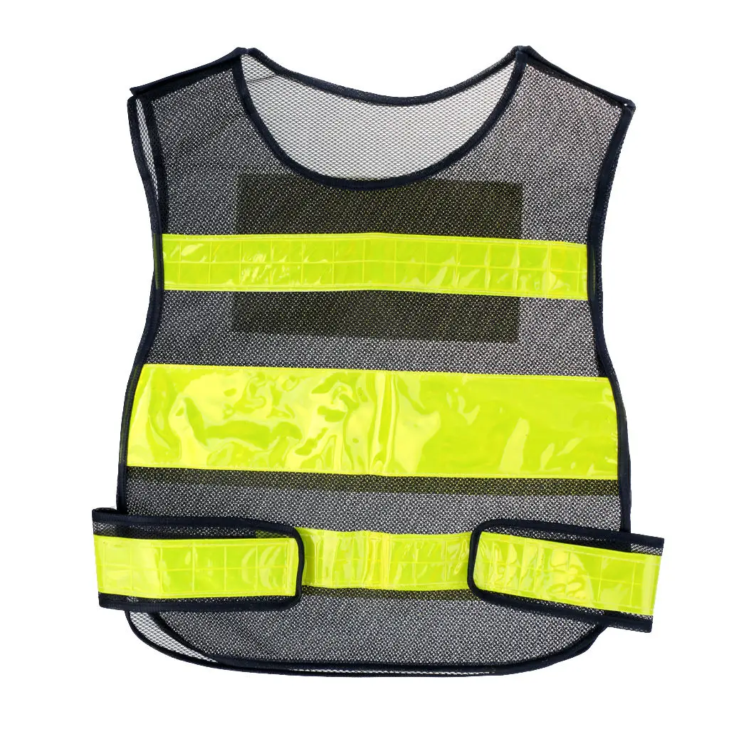 Black Mesh High Visibility Safety Vest Security Vest with Lime Reflective Stripes