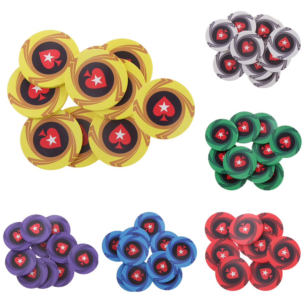 10pcs Heart Ceramic Poker Chips for Mahjong & Texas Poker 10 Colors Choice