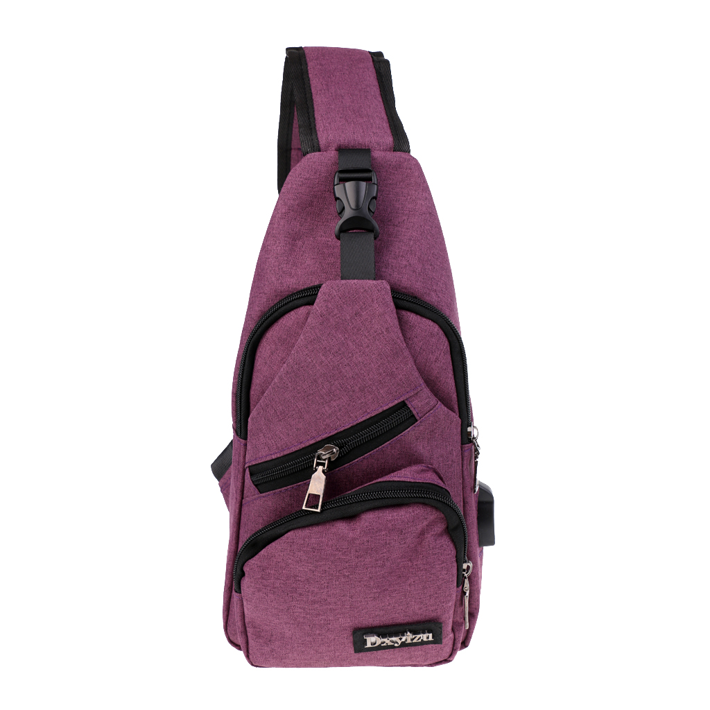 Sport Sling Shoulder Cross Body Chest Pack Bag With USB Charging Port