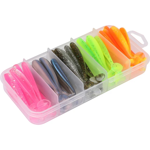 Soft Plastic Paddle T-Tail Lure Set, Floating Silicone Swimbait Curved Tail Fishing  Lures,Fishing Jigs with Tackle Box - AliExpress