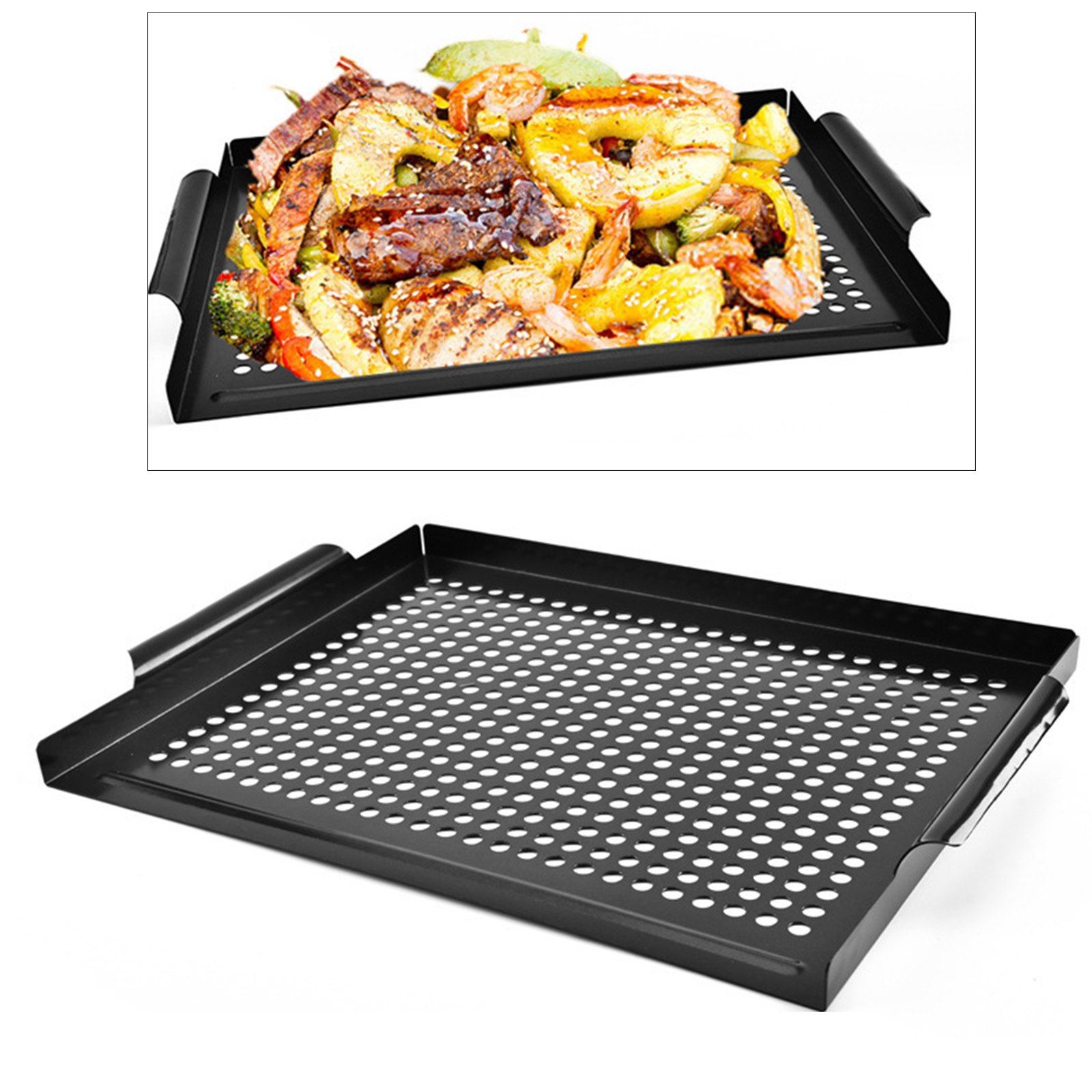 Large Baking Tray Oil Non-stick Baking Dish Seafood Bread Drip Oil Hole Bakeware BBQ Rectangle Kitchen Accessories