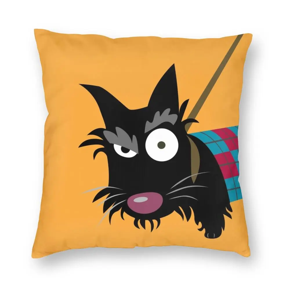 Multicolor 18x18 Funny Scottie Gifts Cartoon Scottish Terrier Dog Throw Pillow 