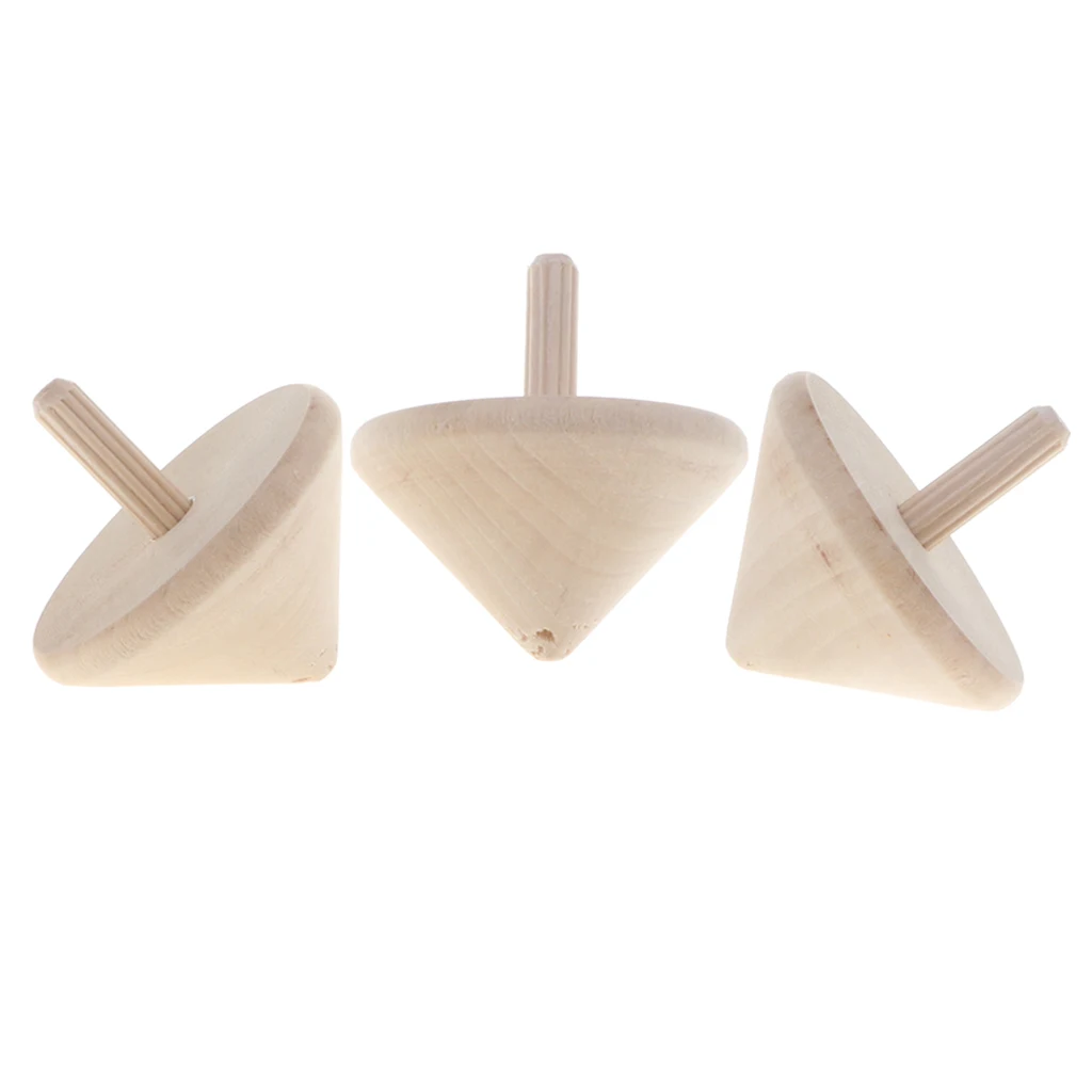 3pcs Wooden Gyro Spinning Peg-Top Toy Outdoor Games Kids Educational Gifts