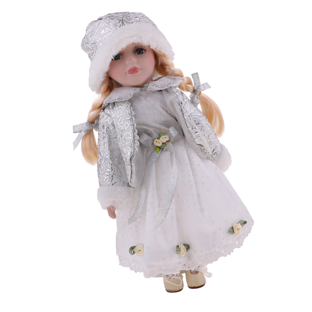 12inch Vintage Porcelain Doll in Dress, Creative Valentin Gift for Girlfriend, Dollhouse People Display Decor Collection