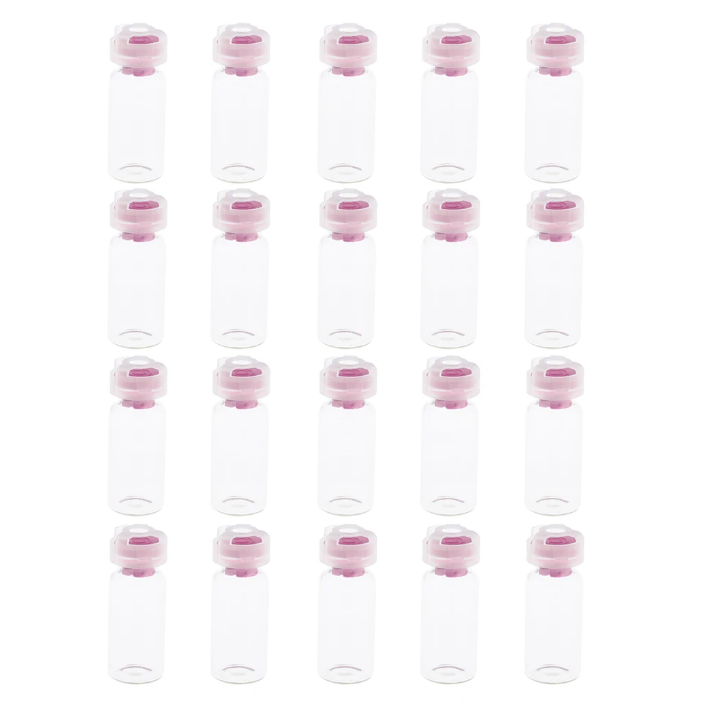 10ml Clear Sealed Liquid Cosmetic Sampling Glass Bottles Vials Plastic Cap