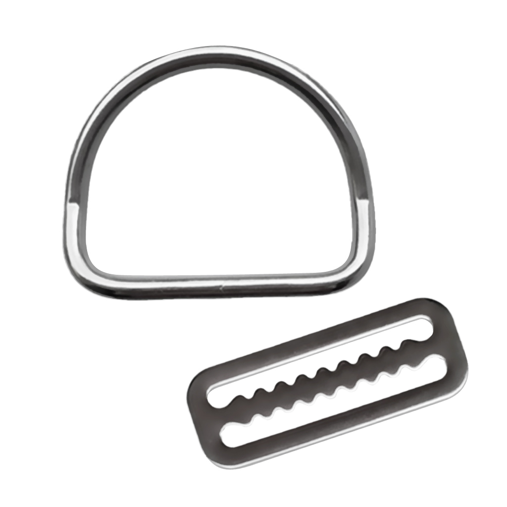 316 Stainless Steel Scuba Diving Weight Belt Keeper with Bent D Ring for Standard 5cm / 2 inch Webbing Strap