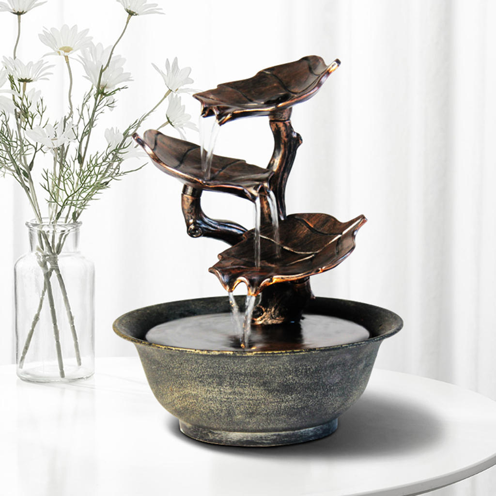Waterfall with Pump Water Fountain Desktop Chinese Fengshui Home Decor