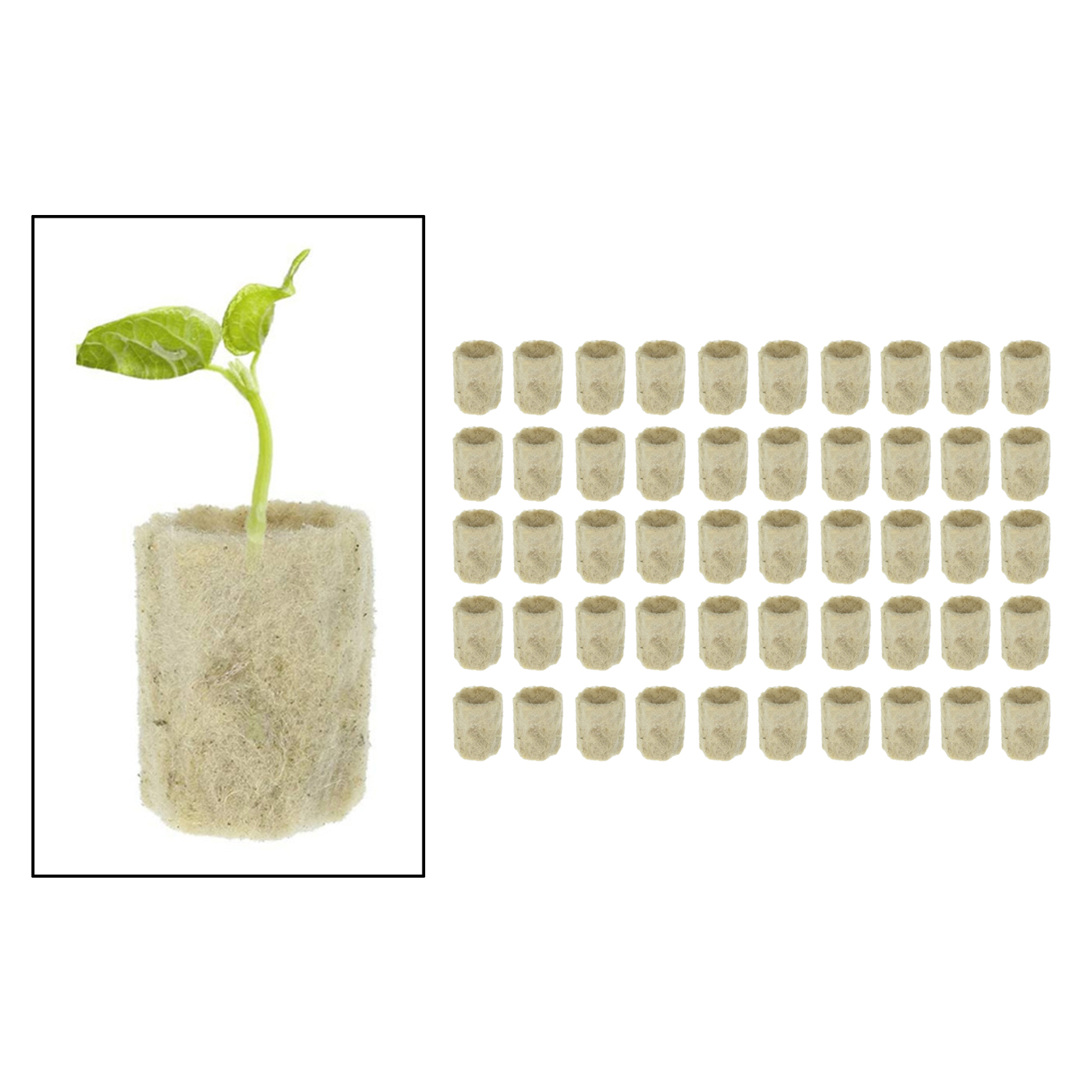 50Pcs Garden Starter Plugs Cubes Rock Wool Grow Media Seedling Soil Block