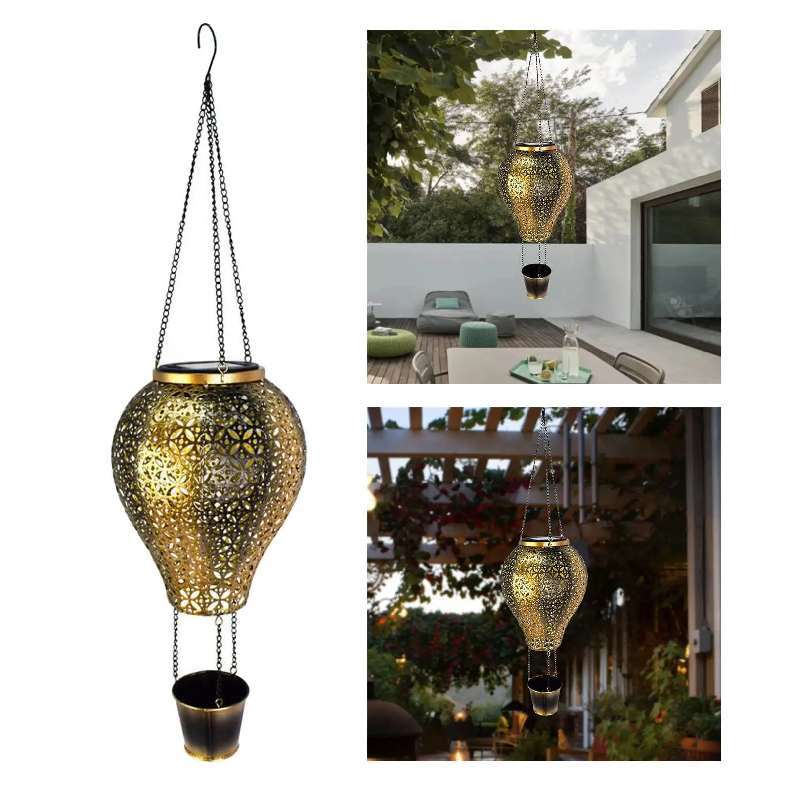 Hot Air Balloon Lantern Solar Ground Garden Light Yard Decor Outdoor Lamp