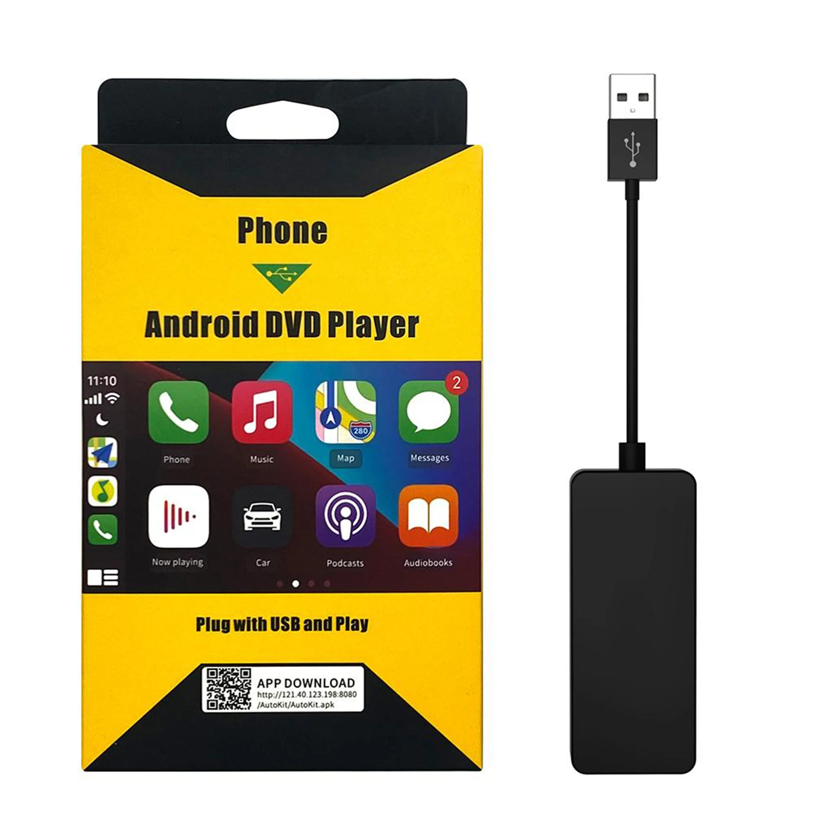 Wired  USB Dongle,Android Auto, Mirroring,Smartphone Link Receiver Support Both for Android and for iOS System