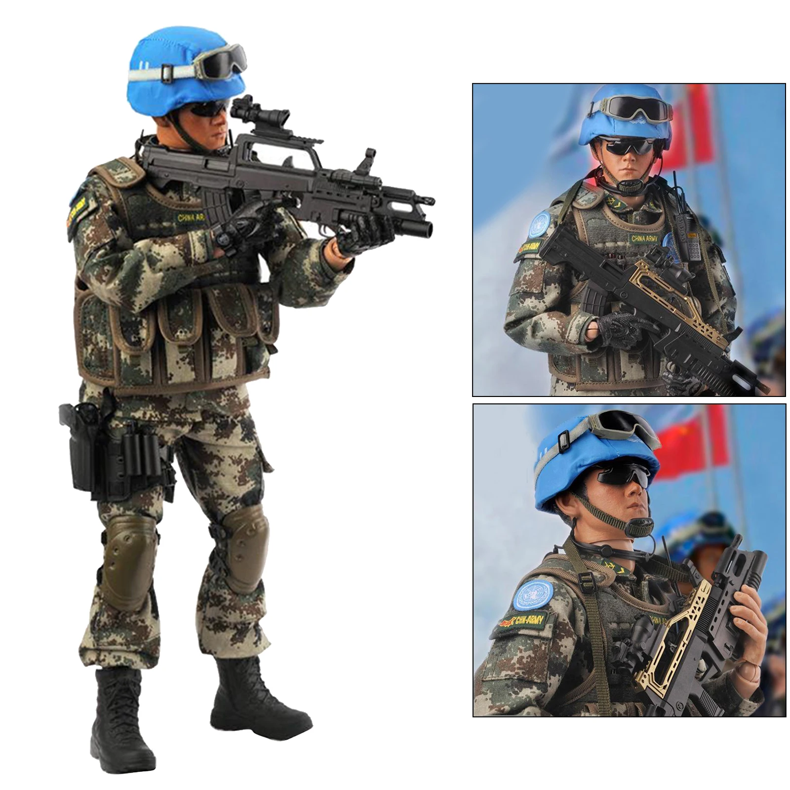 1/6 Scale Mini Jointed  Solider Model Peace Mission Chinese UN Peacekeeping Force Crops Army Soldier Home Desk Decoration