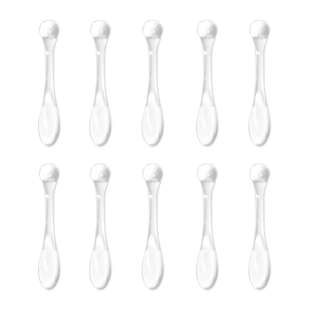 10Pcs Mini Cosmetic Spatula Mixing Sampling Facial Cream  Spoon Clear