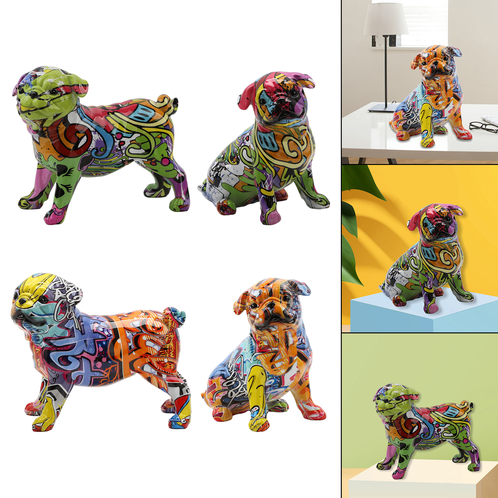 Creative French   Sculpture Desktop Decorations Animals Dog Resin Statue Figurine Crafts Home Furnishings Decor