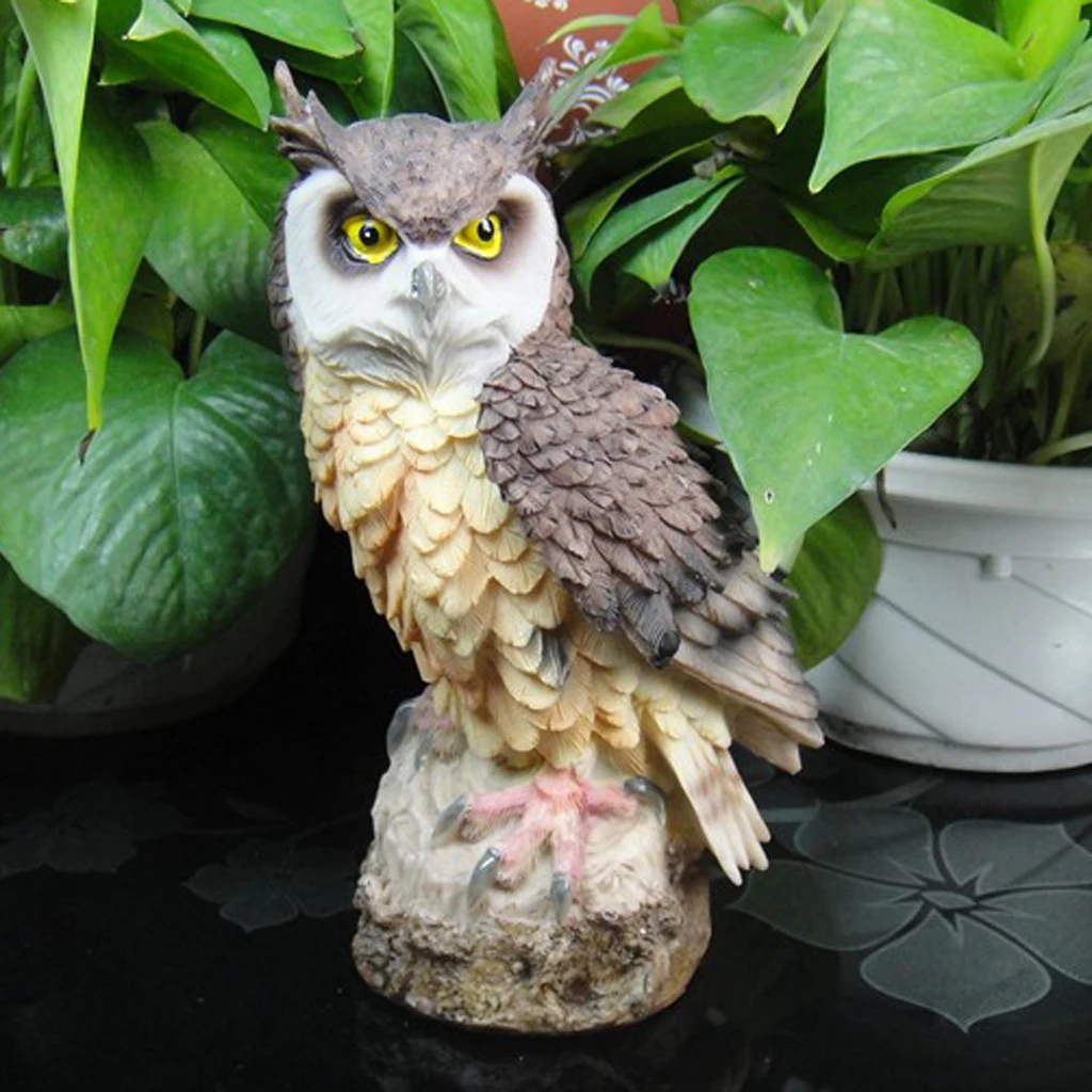 Resin Art Crafts Owl Shaped Artificial Animal Statue Garden Yard Decorations