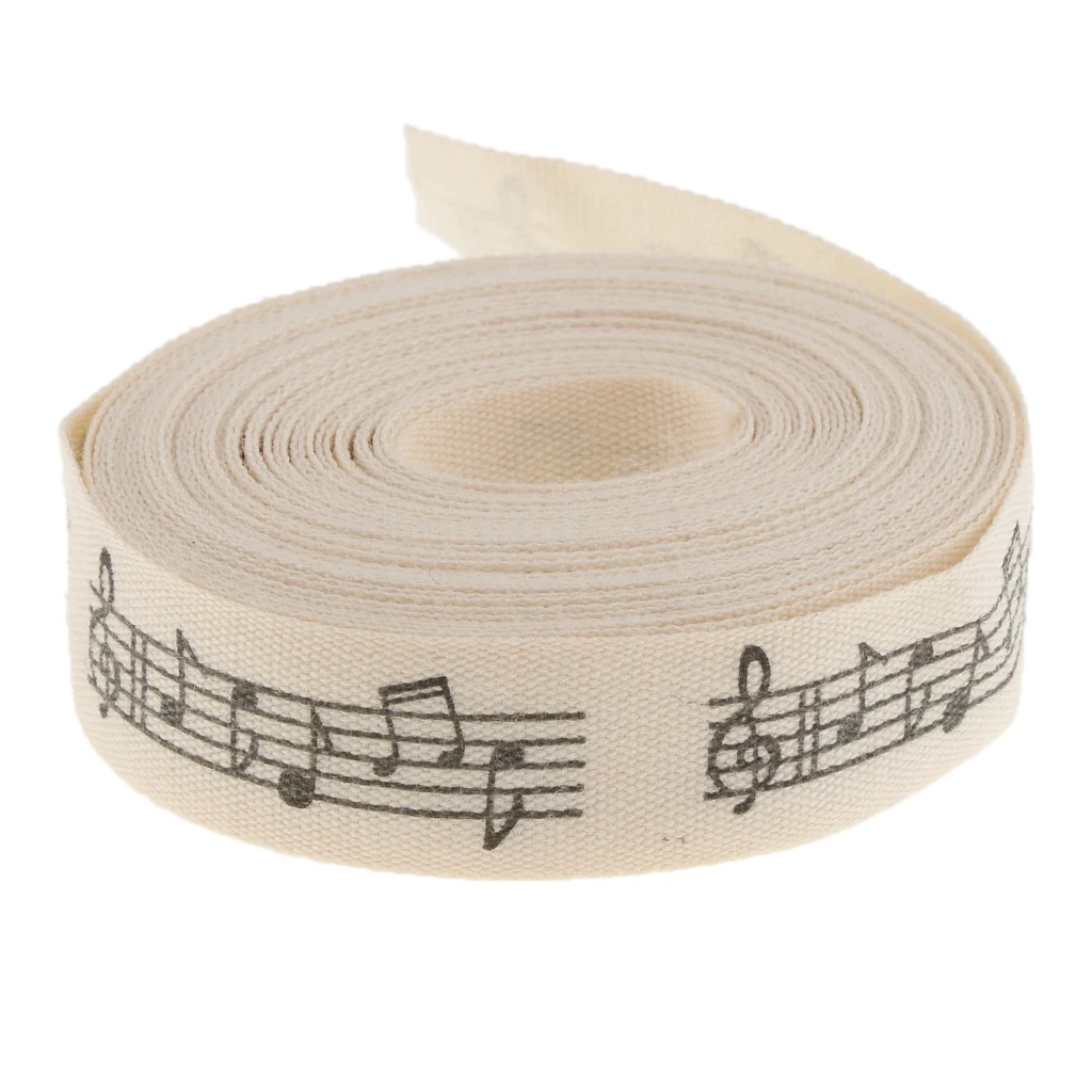MagiDeal 5 Yards Musical Note Printed Cotton Ribbon Gift Package Craft DIY Sewing Accessories 15mm