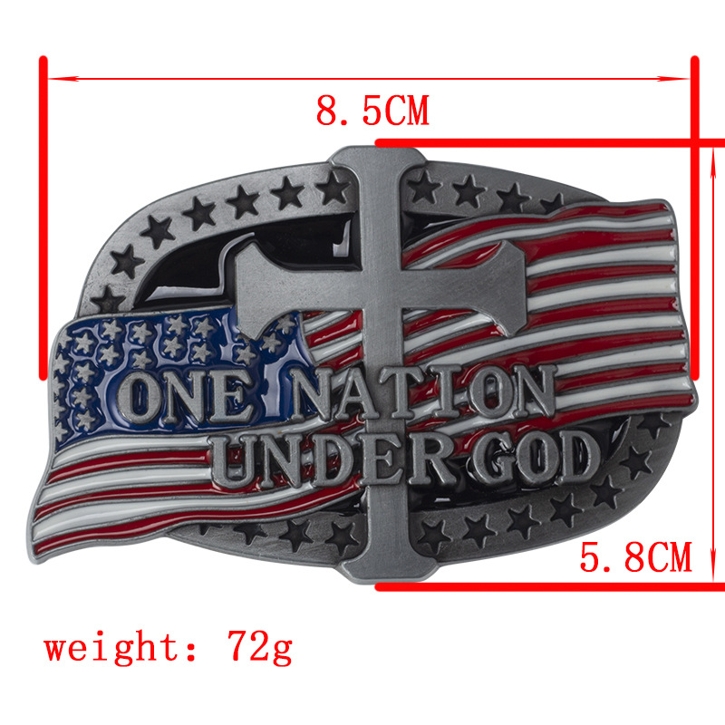 Eine Nation Unter Gott Gürtel Schnalle Amerikanische Flagge Kreuz Muster Cowboy – Detail 1