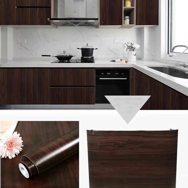 1-2M Waterproof Wood Wall Sticker Roll Self Adhesive Room Door Kitchen Furniture